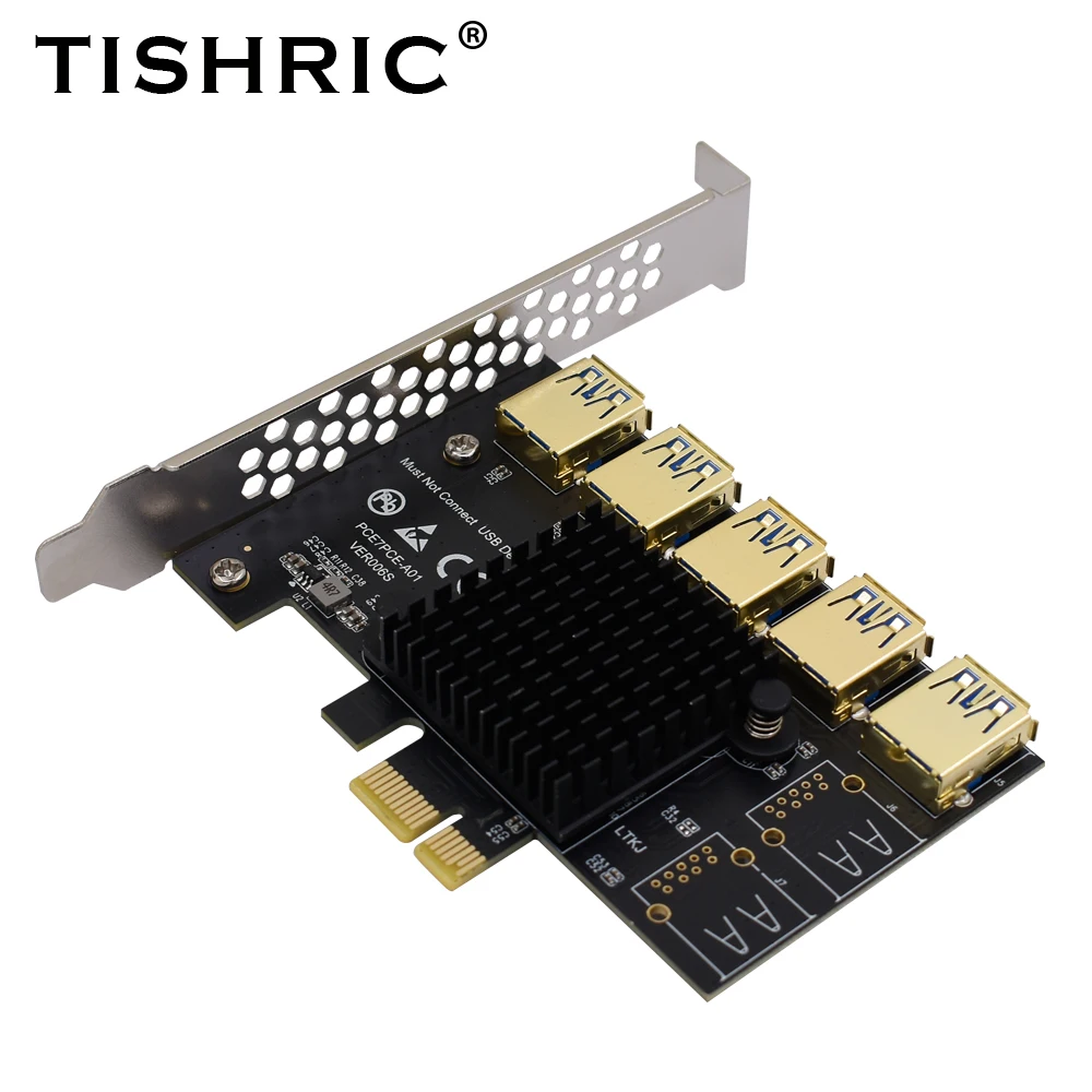 TSIHRIC PCIE 1 to 4/5/6 Pci Express Multiplier USB3.0 Extender Pci Express 1x 16x Card Slot Riser 009s 010 For Bitcoin Mining data cable types Cables & Adapters