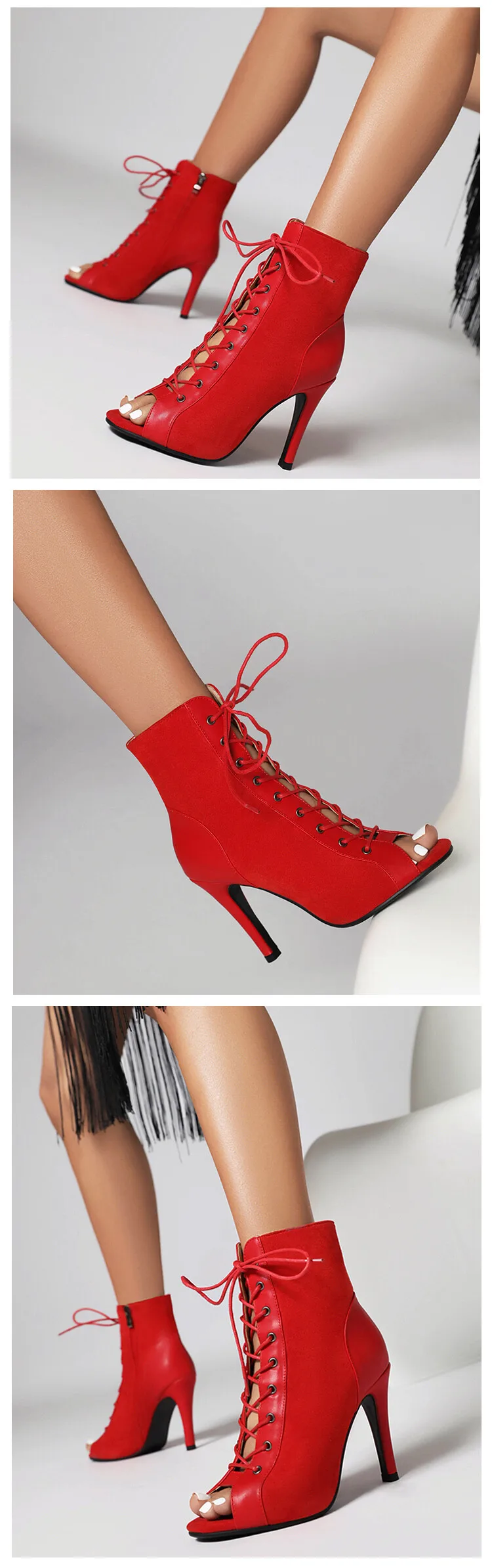 Latin Dance Heels Shoes for Women Party Boots High Heels Black Sandals Sexy Brand New Latin for Ballroom Jazz Stilettos Boots