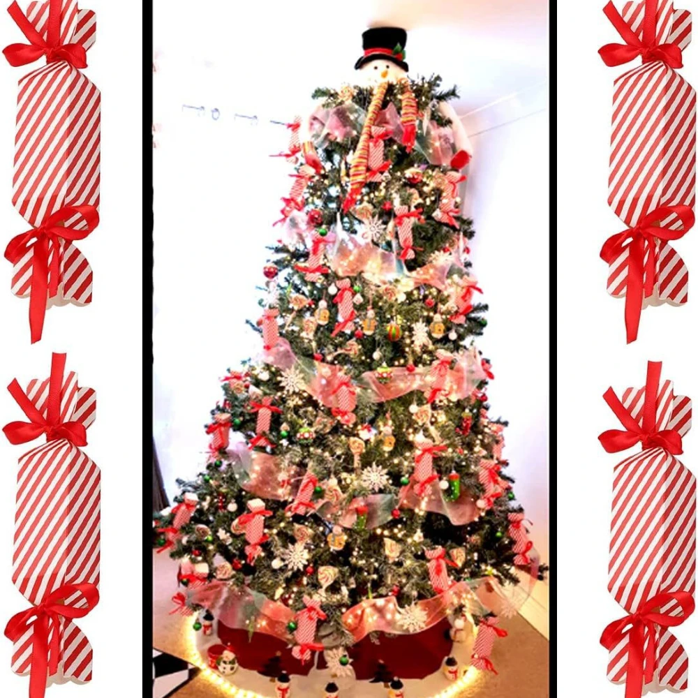 Candy Box For Christmas Ribbons DIY Sweets Chocolate Cookies Decoration Party Gift Xmas Wedding Paper Packaging Boxes 20pcs