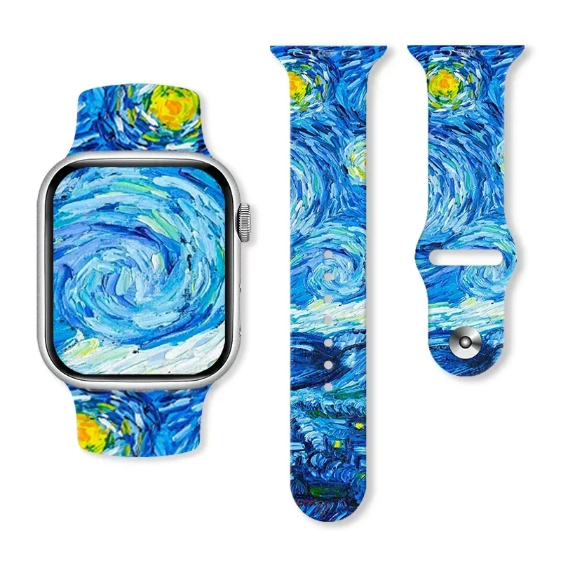 Van Gogh oil painting printed silicone strap suitable for Apple