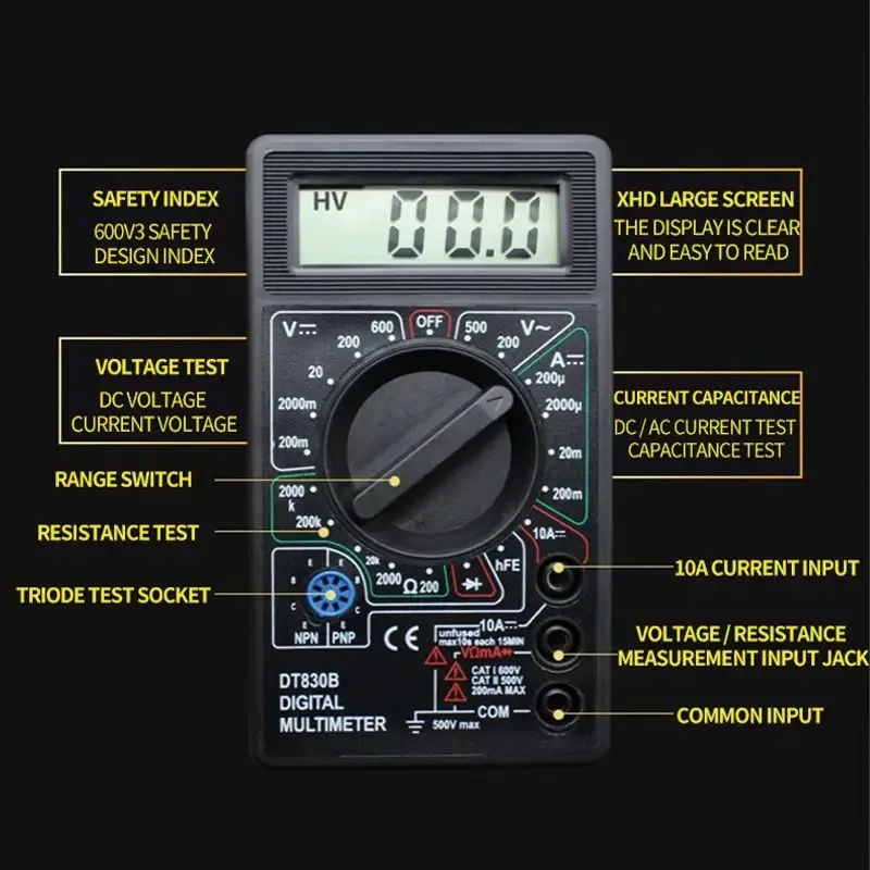 Dt830b Digital Multi Meter Mini Universal Handheld Multi Meter Electrical Instrument