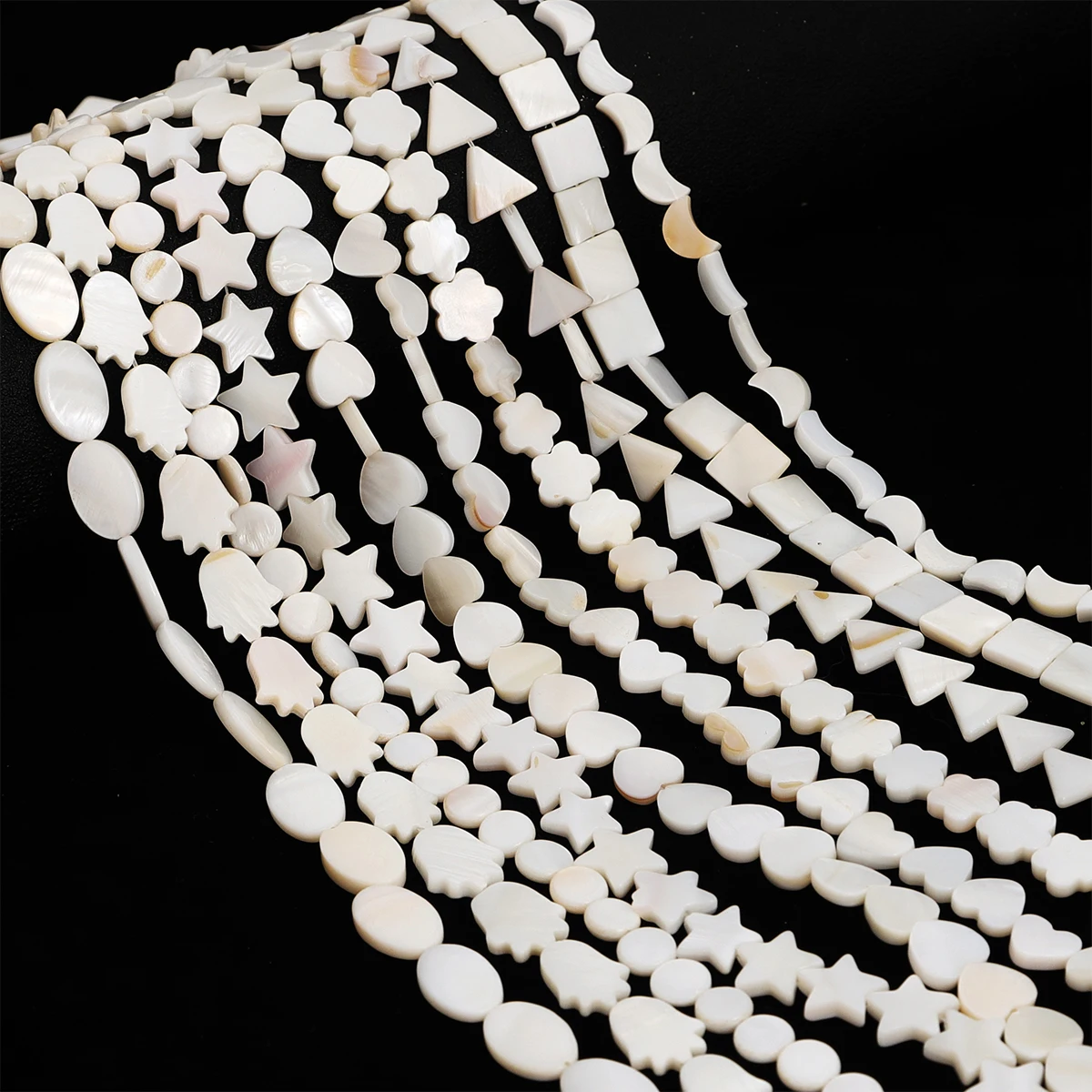 Natürliche Weiß Shell Perlen Mutter der Perle Liebe Herz Kreuz Stern Mond Runde Spacer Perlen Für Schmuck Machen DIY Armband handmade – Detail 2