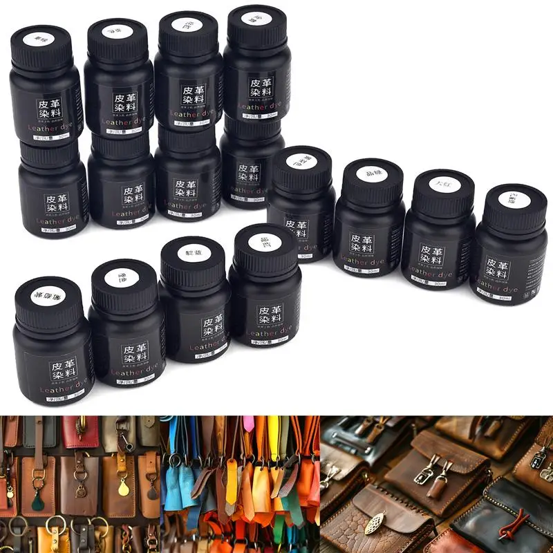Leather Dye Complete Set 30ml 16 Color Diy Handmade Cow Vegetable Tanned Alcohol Water