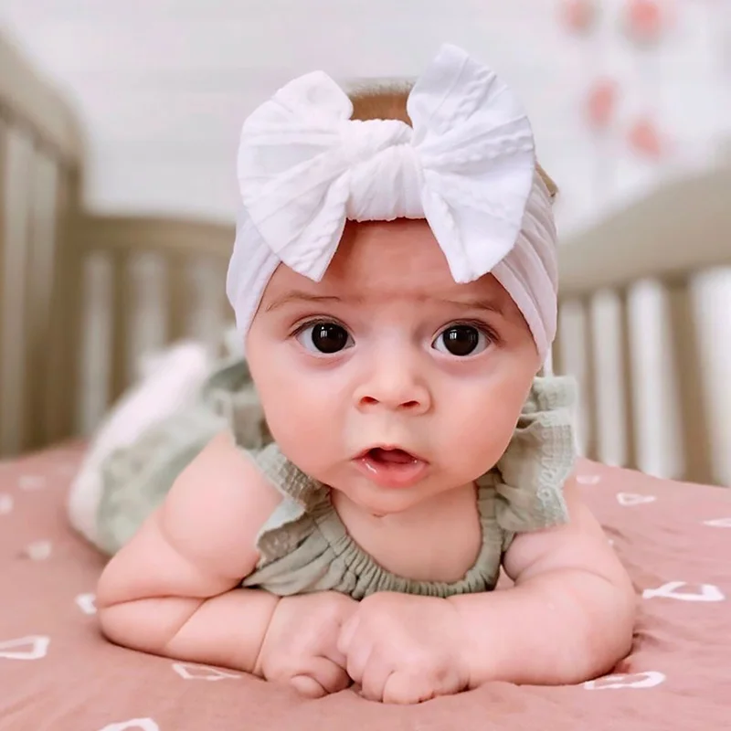 3Pcs/Set New Bows Baby Girls Headband Soft Nylon Elastic Infant Toddler Hair Band For Newborn Baby Hair Accessories Gift 2
