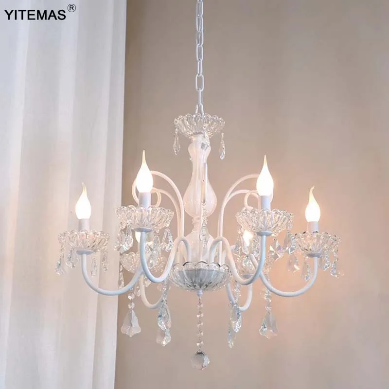 

French princess style crystal chandelier living room bedroom children's room girls rustic American style dining room white fresh