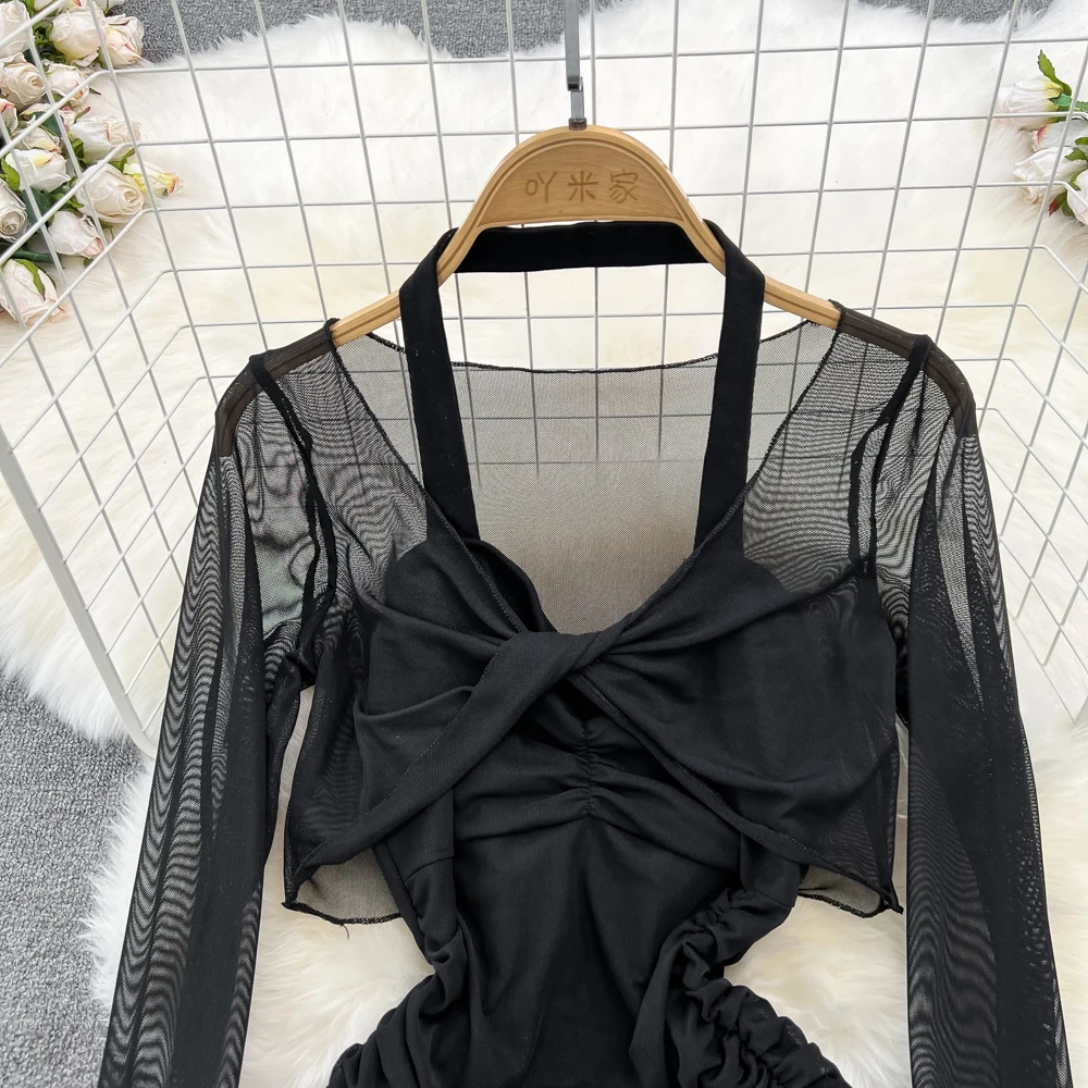 ボディコン ドレス メッシュ セクシー ホルターネック レディース 楽天市場】2色 キャバドレス ボディコン ワンピドレス