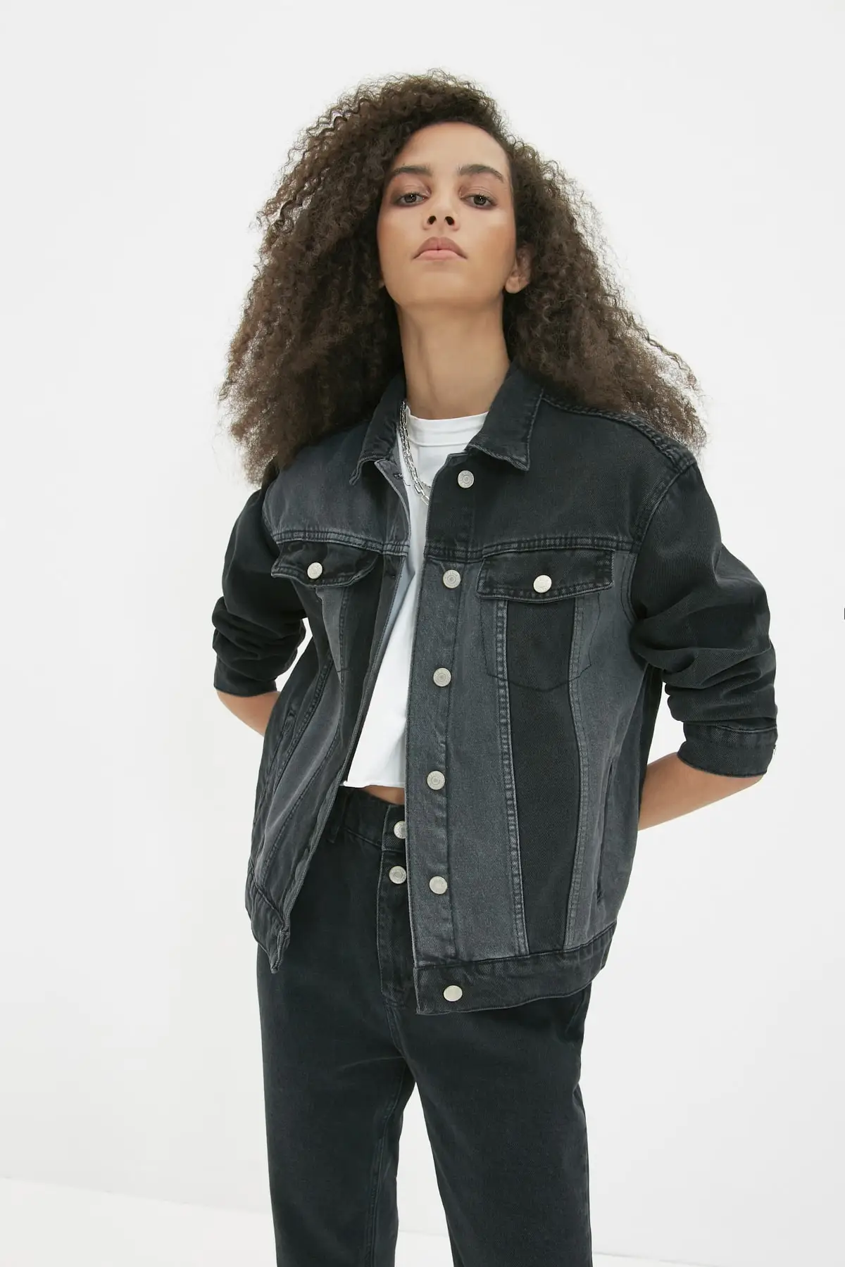 Trendyol With Color Block Denim Jacket TWOAW22CE0240 | Женская одежда