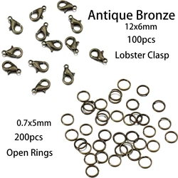 Vibrant Jewelry Making Kit - 300 - Piece Rings and Clasps Set (Antique bronze set)