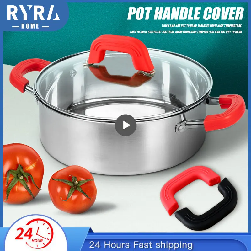 Angoily Flexible Silicone Pot Handle Cover Heat Resistant Non-slip Pot Handle Sleeve Lightweight Grip Holder For Kitchen Fits Standard Metal Cookware