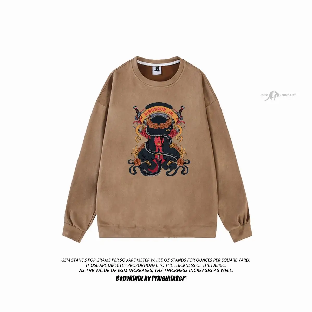 Description Picture 6 of itemRetro Suede Sweatshirt Men Women Loose Hoodies Long Sleeve Tops Male Female Harajuku O-Neck Plus Size Sweatshirts Oversized