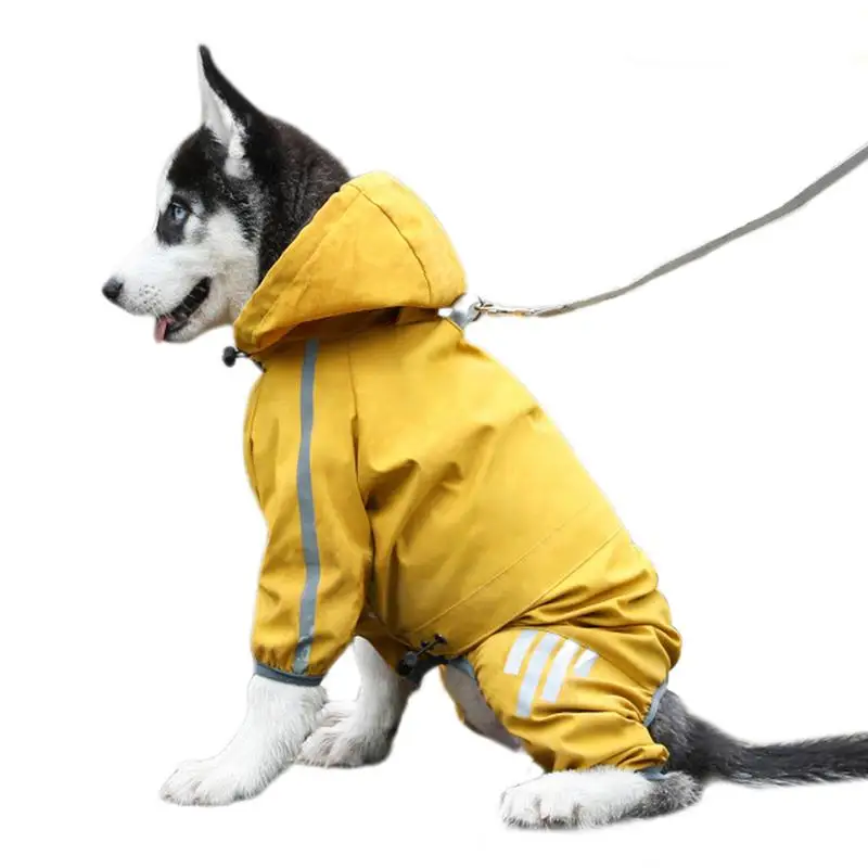 

Dog Raincoat Waterproof Pet Dog Rainwear Hooded Jacket Reflective 4 Legs Rain Poncho Clothes For Small Medium Large Dogs