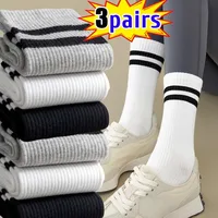 Harajuku Men Sock Autumn Winter Simple Casual Round Neck Socks Black White Grey Solid Color Socks High-quality Mid Tube Socking