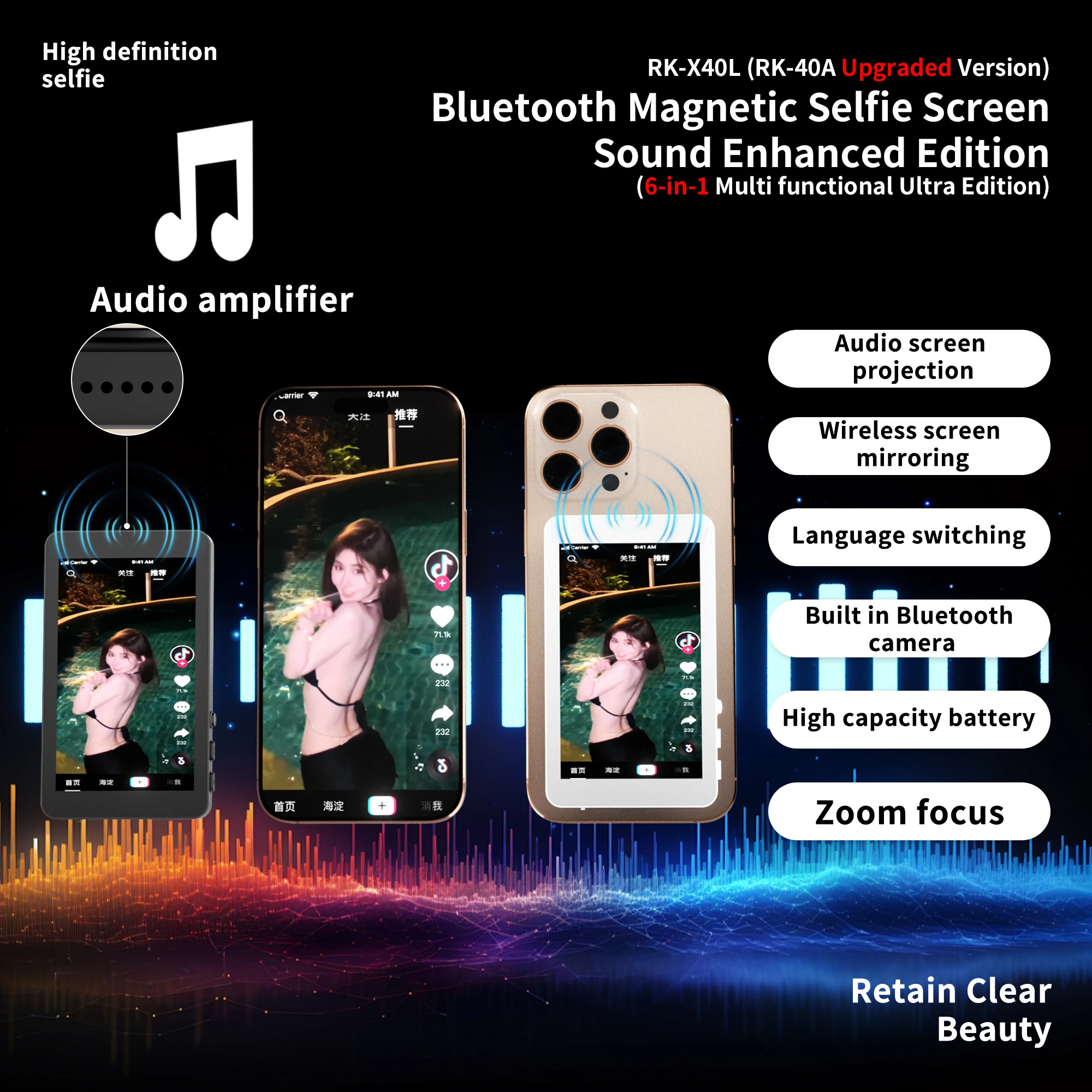 Magnetic Cell Phone Vlog Self Timer Monitor Screen Using Rear Camera Monitor For