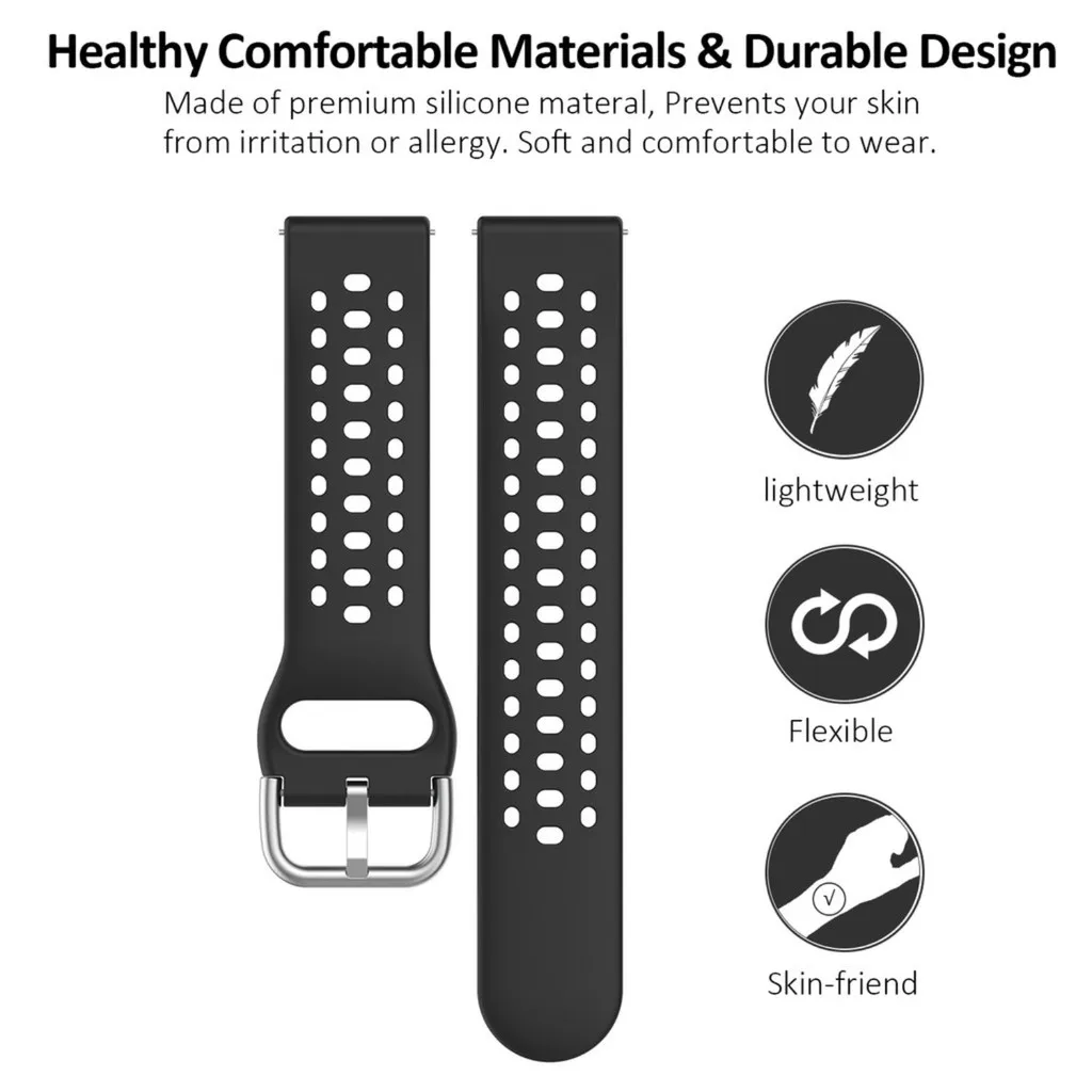 Women's Breathable Sport Silicone Watchband - Soft Replacement Strap