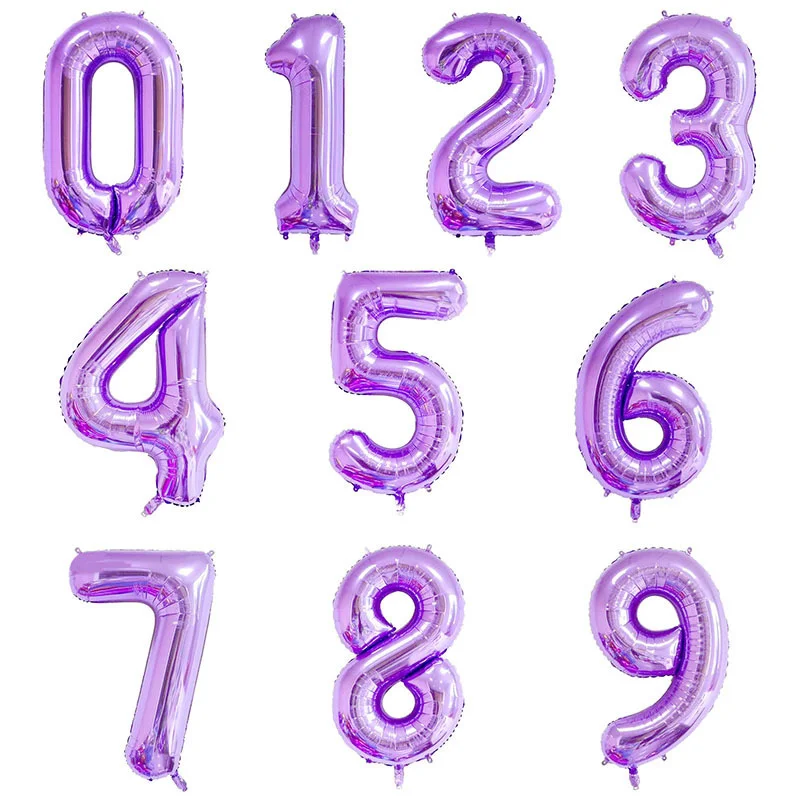 Description Picture 2 of item40 inch purple number balloons children birthday party decoration aluminum foil balloons light purple theme wedding balloons