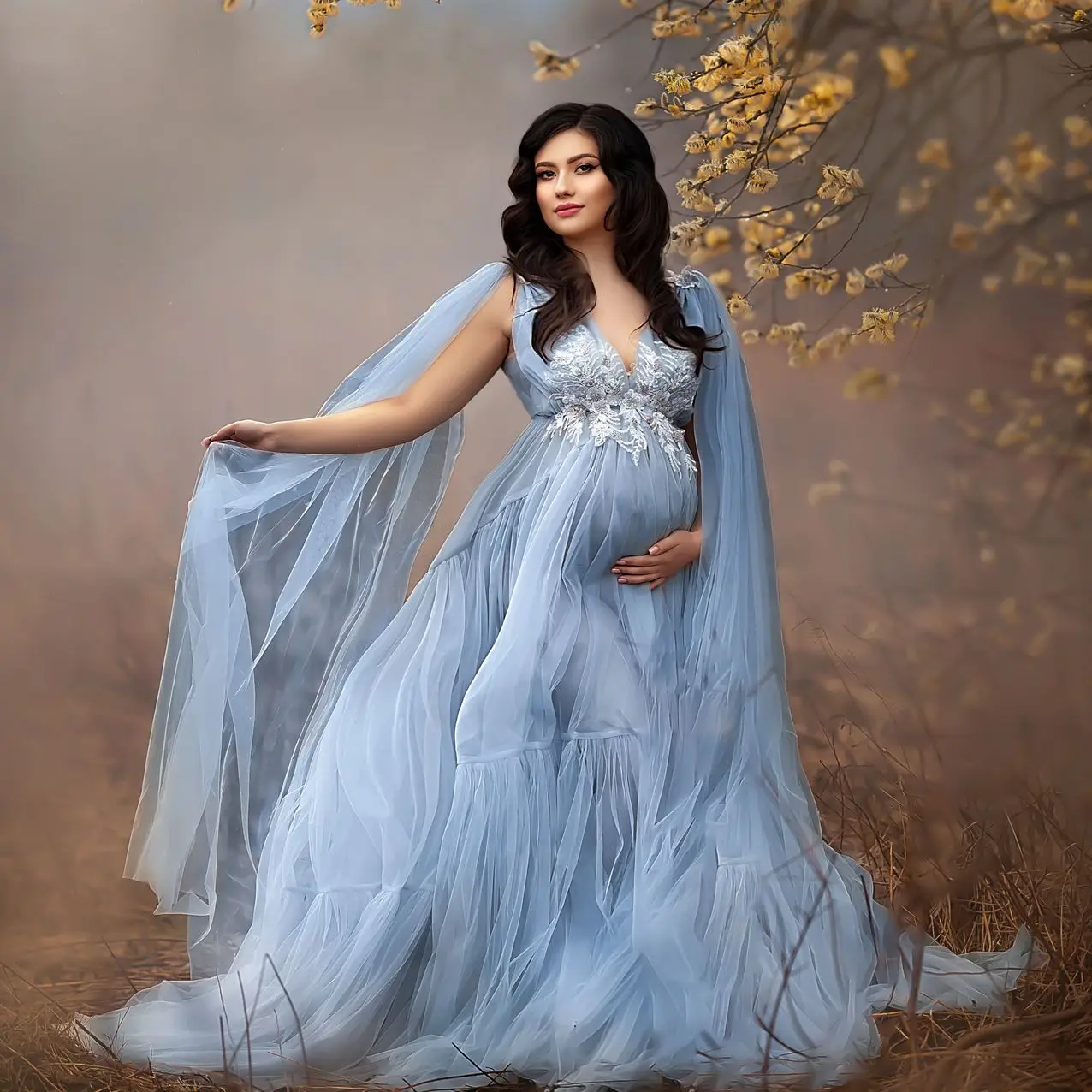 floral chiffon maxi dress Vatiana Color:ivory/blue print WK50FY26DRESSPROMO cucumber salad with sour
