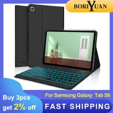 

For Samsung Galaxy Tab S6 Lite Case P610 Bluetooth 7 Color Backlight Keyboard Case Cover Magnetic Stand Cover