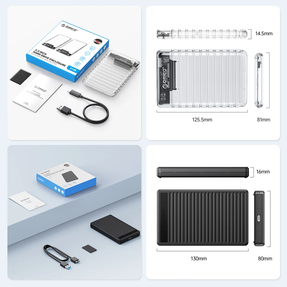 ORICO 2.5" SATA SSD External Enclosure USB 3.0 For PC Laptop