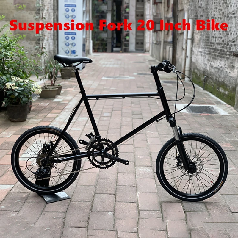 20 Inch 406 Road Bike Disc Brake Shock Absorption Fork Steel Frame Small Wheel Diameter Bicycle Flat Handlebar Daily Commuter