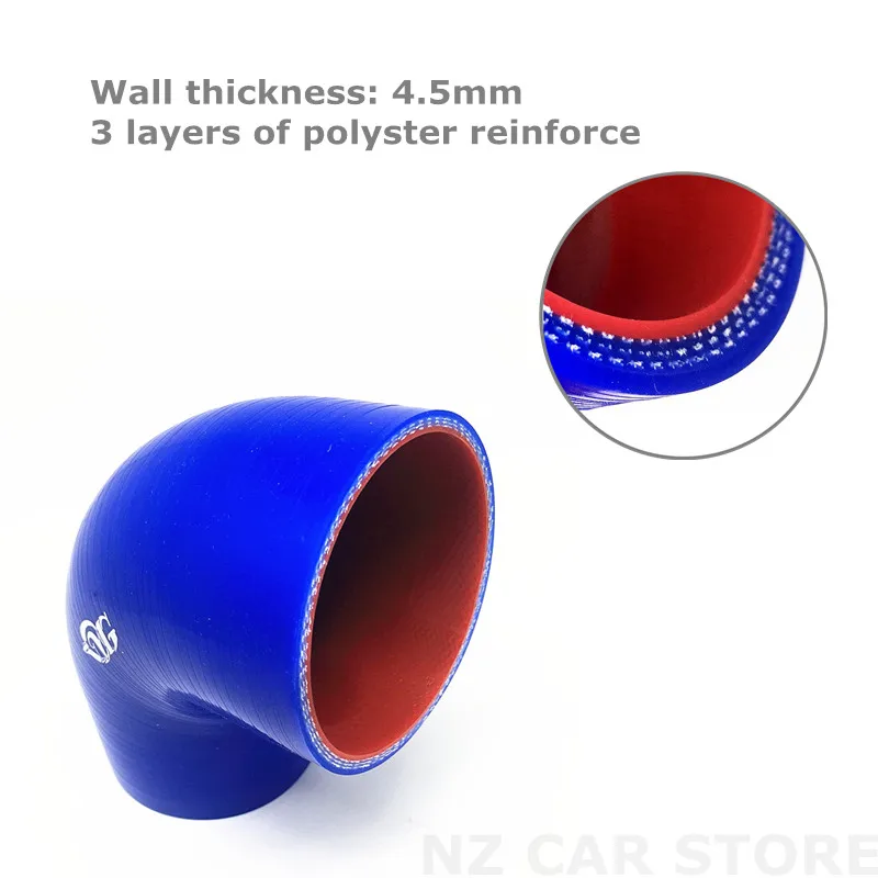 90 Degree Silicone Hose 51/57/60/63/70/76mm 3" 2.75" 2.5" 2.25" 2" for Intercooler Turbo Intake Pipe
