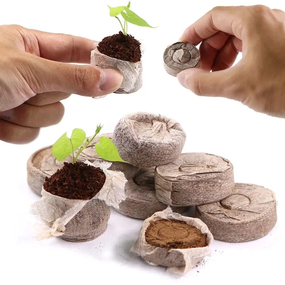 10pcs Grow Seedlings Mud Compress Nutrition Soil Block Planting Earth Gardening Articles for Flowers Plant