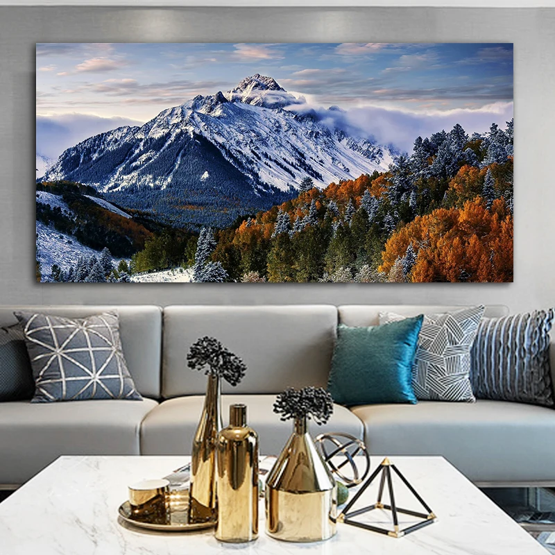 

5D Full Diamond Mosaic Snow Mountain Maple Forest Diy Diamond Painting Embroidery Landscape Picture Art Handicraft Decor Home