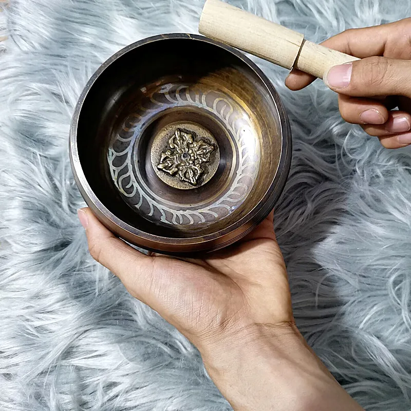 Nepal handmade Tibet Buddha sound bowl Yoga Meditation Chanting Bowl Brass Chime Handicraft music therapy Tibetan Singing Bowl singing bowl