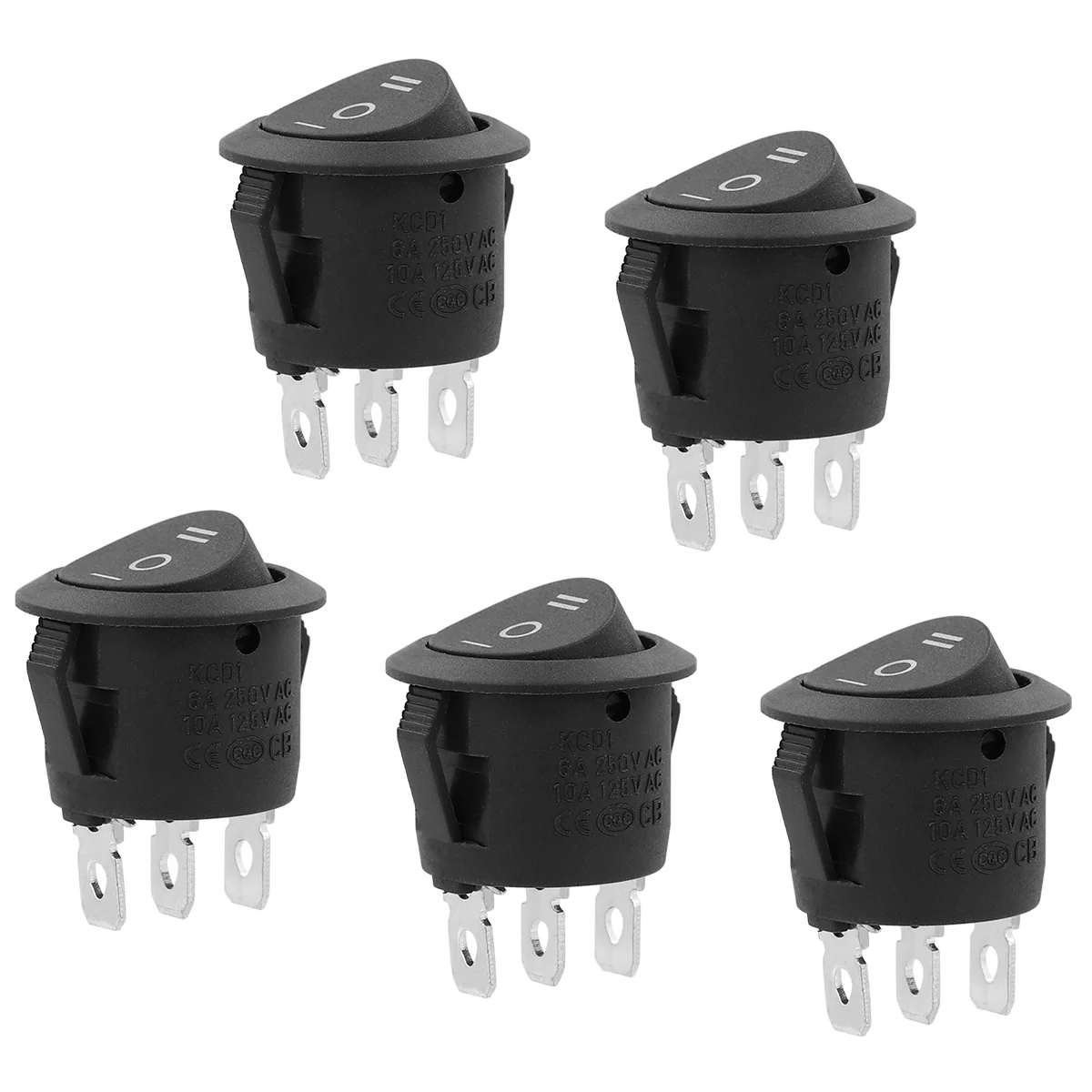 

WINOMO 5 PCS 3 Car Round Rocker 23mm Single Pole Toggle Double Throw Push Buttons (Black)