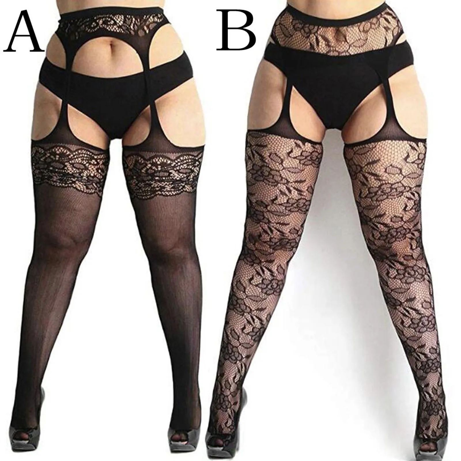 Sexy lingerie lace transparent sling net stockings black sexy free off waist fishnet stockings non-slip garter plus size sexy lingerie black stockings