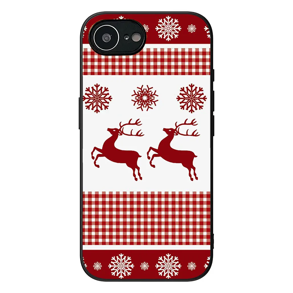 Merry Christmas Holiday Phone Case with Santa Claus, Tree, and Snowman Design