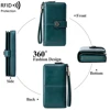 RFID anti-theft brush Retro large capacity long wallet Multi-card women's wallet Multi-function zipper wallet with wrist strap 3