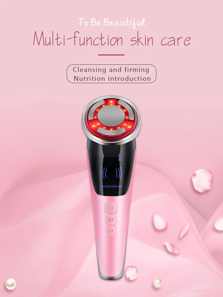 6 in 1 EMS Face Lifting Massager LED Photon Anti Aging Skin Tighten Firm Skin Ca