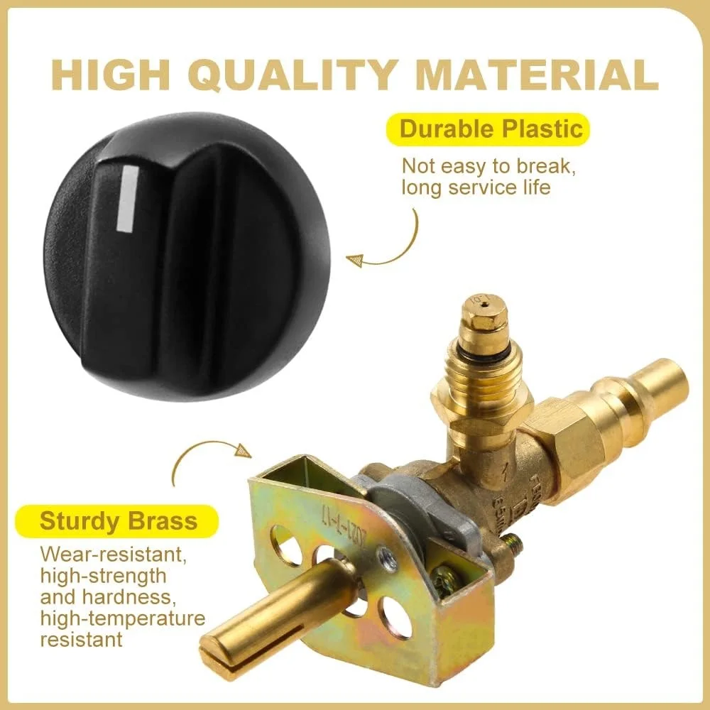Propane Grill Valve Control Knob with 1/4" Quick Connect Plug 57274 Replace for Olympian 5500/5100 Weber 200 Camper Solid Brass