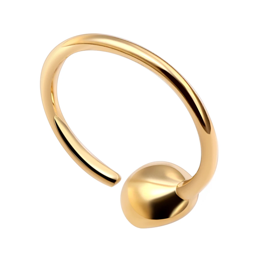 14K Real Solid Gold With 5A Clear Zircon Nose Ring  Bendable Body Jewelry KB07 - 4