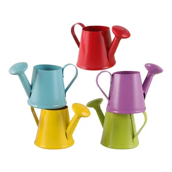 5 Pcs Mini Watering Can Metal Containers Lightweight Compact Iron Material Small Watering Kettles Garden Supplies Realistic