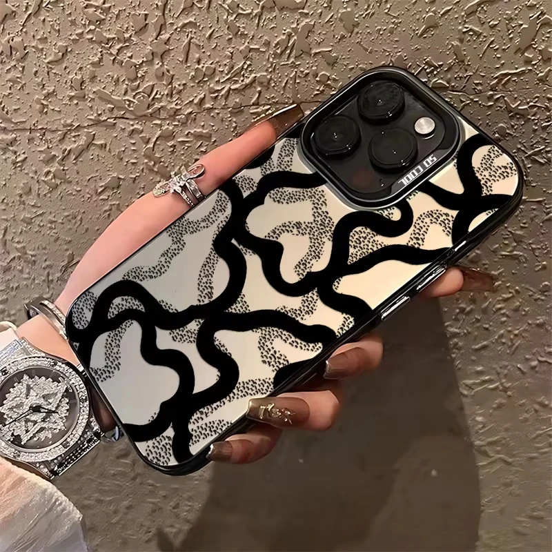 Sleek Black Lines Frosted Washable Case - Durable Acrylic Silicone Cover
