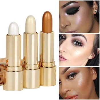 3 Colors 3D Face Brighten Highlighter Bar Cosmetic Face Contour Bronzer Shimmer Highlighter Stick Concealer Cream Makeup tool 2