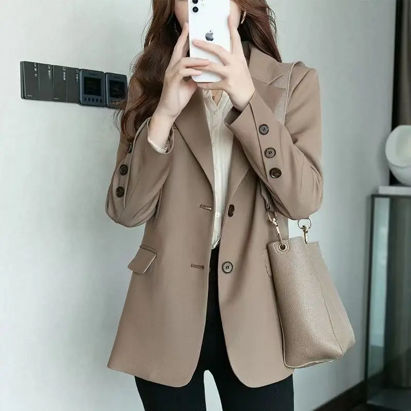 

Blazers Womens Notched Autumn Korean Fashion Casual Suit Loose Office Lady Abrigo Mujer Streetwear Single Breasted Outerwear