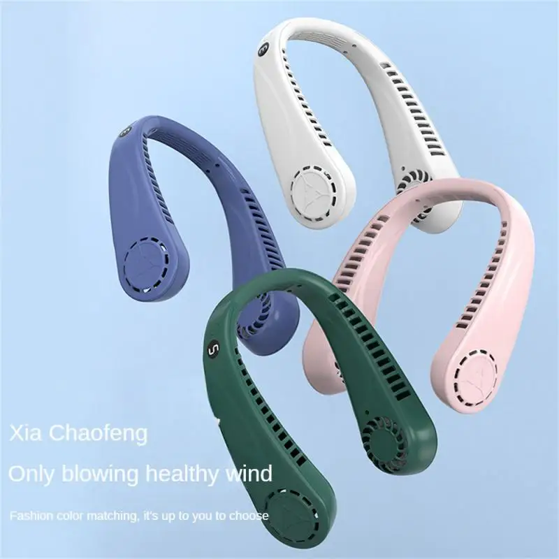 

Portable Leafless Neck Fan Surrounded By Wind Five-gear Wind Speed 360 Full Area Led Digital Display Summer Supplies 5w