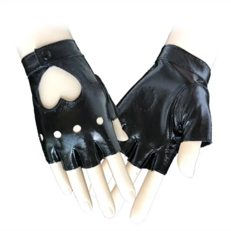 Fashion Half Finger Driving Women Gloves PU Leather Fingerless Gloves