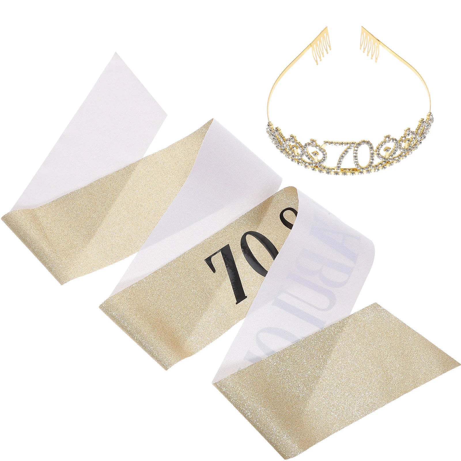 

Crown 70-Year-Old Shoulder Strap Man Mens Girdle Suits for Gold Dust Stretch Birthday Decoration Ladies
