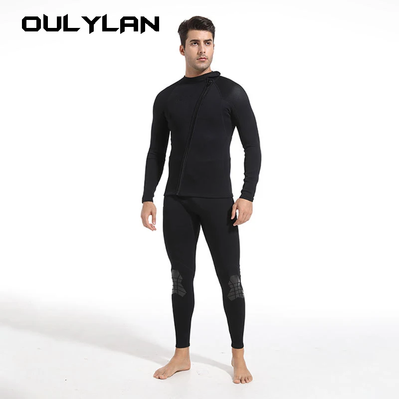 Swimming Top For Men Owntop Mens Wetsuit Jacket - 2mm Neoprene Wetsuit Tops Long Sleeve Front Zip For Diving Surf Snorkeling Swimming Men Black 3XL Youth Wetsuit