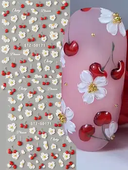 Cherry Flower Nail Stickers 1