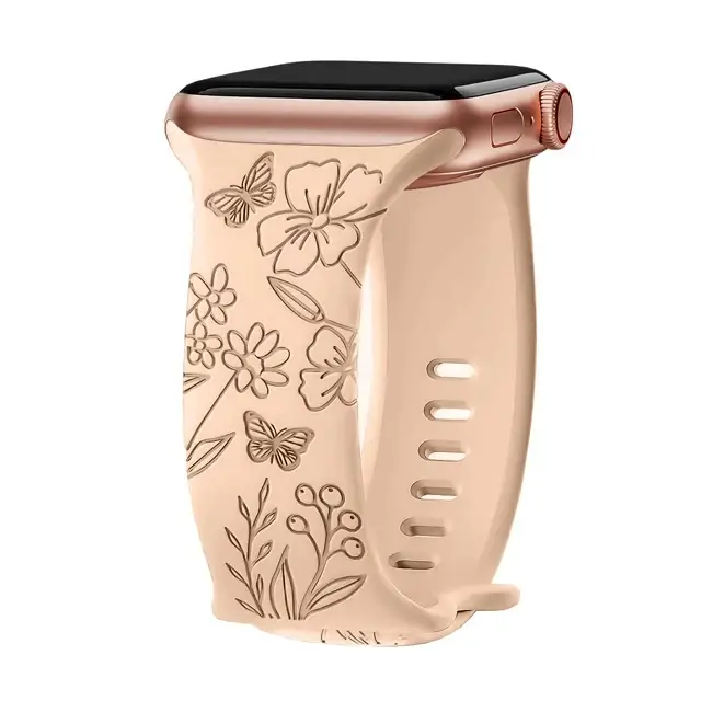 Engraved Band for Apple Watch Strap 46mm 44mm 42mm 41mm 40 45mm Ultra 3 2 49mm Floral Bracelet Iwatch Series 11 10 9 8 7 SE 6 5 - Image 8