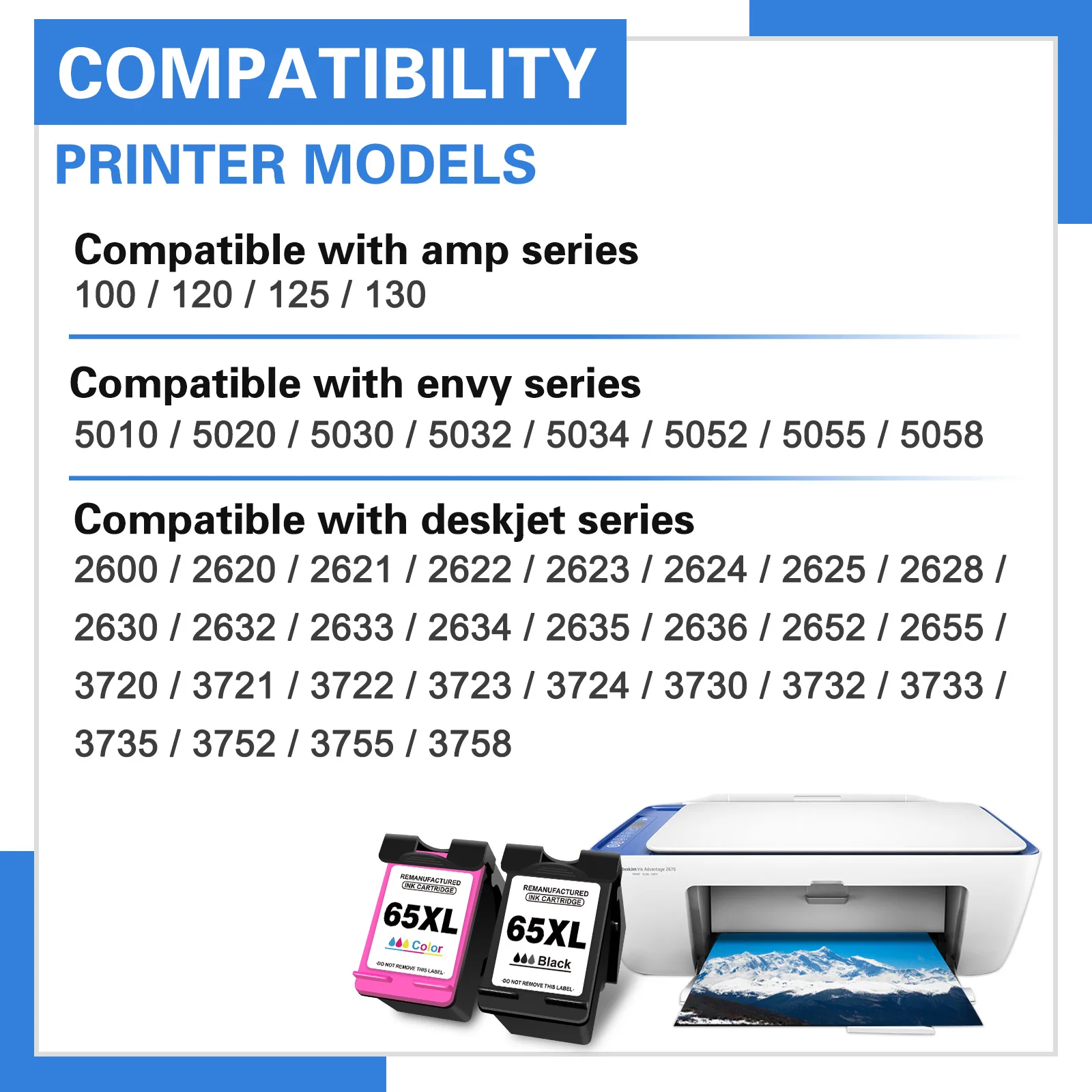 ALIZEO 65XL Ink Cartridge for HP 65 HP65 XL Ink Cartridges Envy 2655 3733 3735 3752 3755 3758 5010 5012 5014 5020 5030 Printers printer supplies,ink cartridge,inkjet ink cartridge