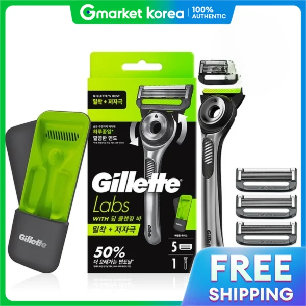 Gillette | Gillette Labs Deep Cleansing Bar Handle 1 + Razor Blades 5 Count + Travel Case ราคา 3,231 บาท*ส่งฟรี
