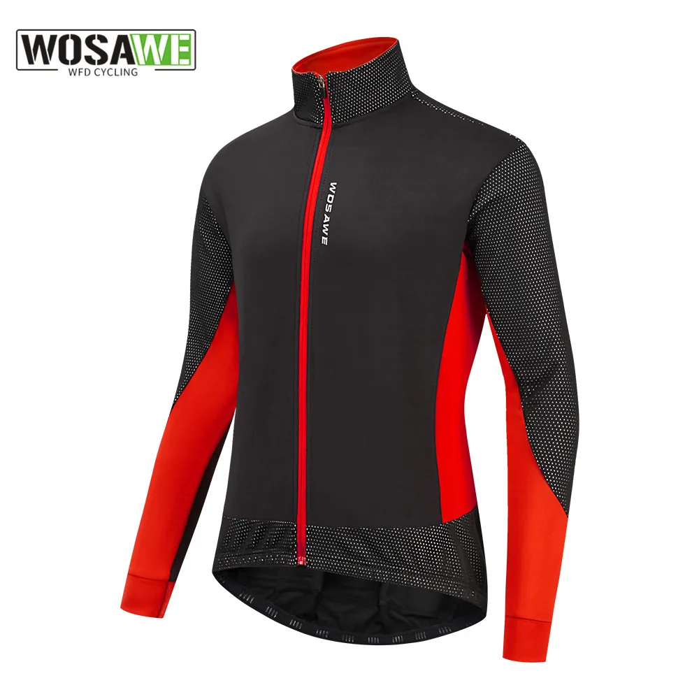 

WOSAWE Men's Cycling Jacket Winter Thermal Warm UP Fleece Road MTB Bike Bicycle Clothing Sportswear Windproof Riding Jerseys