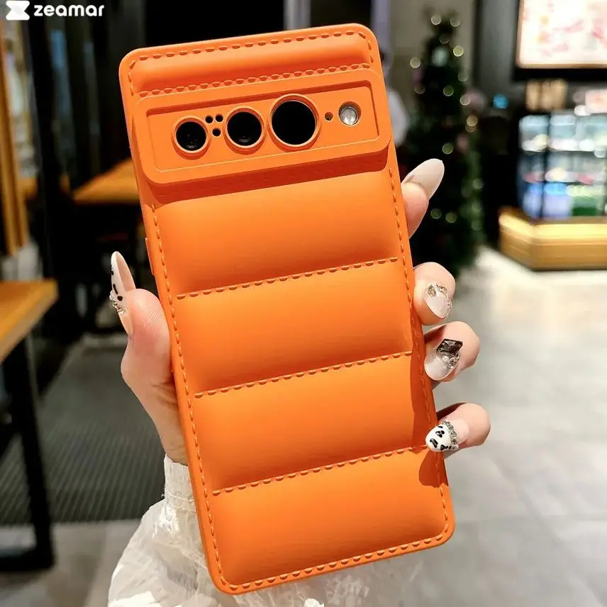Puffer Down Jacket Airbag Liquid Soft Silicone Candy Padded Phone Case Cover