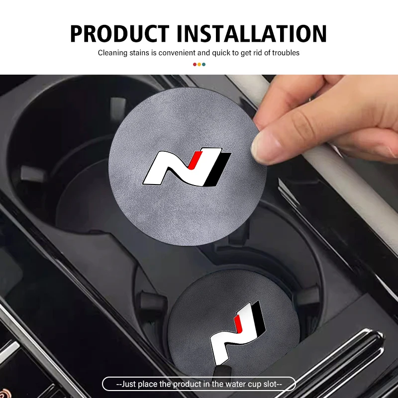Car Coaster Drink Bottle Holder Anti-slip Mat 2pcs for Hyundai Sonata i30 i20 Tucson Elantra Kona N Line cup holder coasters,car coaster pads