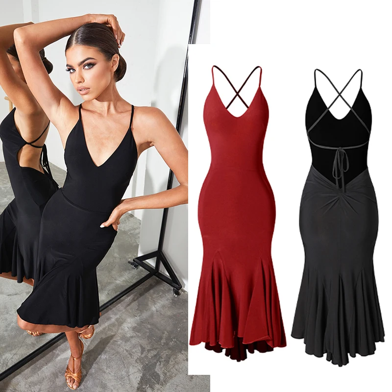 

Sexy Halter Latin Dance Dress Latin Fringed Dress Latin Dance Competition Dresses Women Latin Performance Practice Wear SL6215